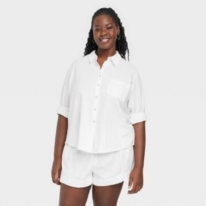 Universal Thread Long Sleeve Relaxed Fit Linen Button-Down Shirt - Medium NWOT